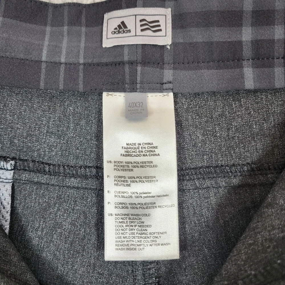 Adidas Golf Pants 40x32 (41x32) Charcoal Gray Performance Flat Front High Rise